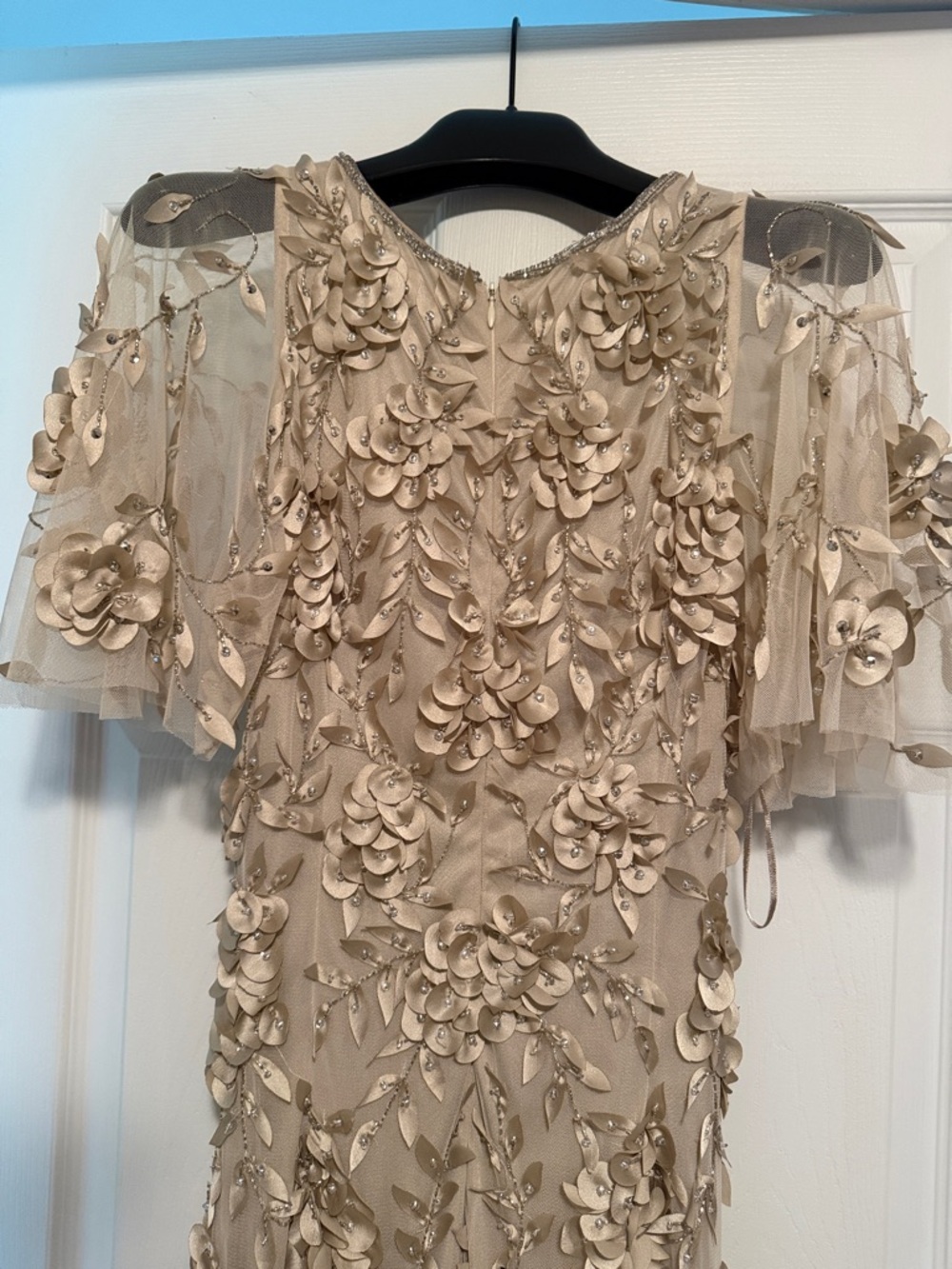 🌸NWT Champagne Gold Beaded Theia Gown - Picture 8 of 12